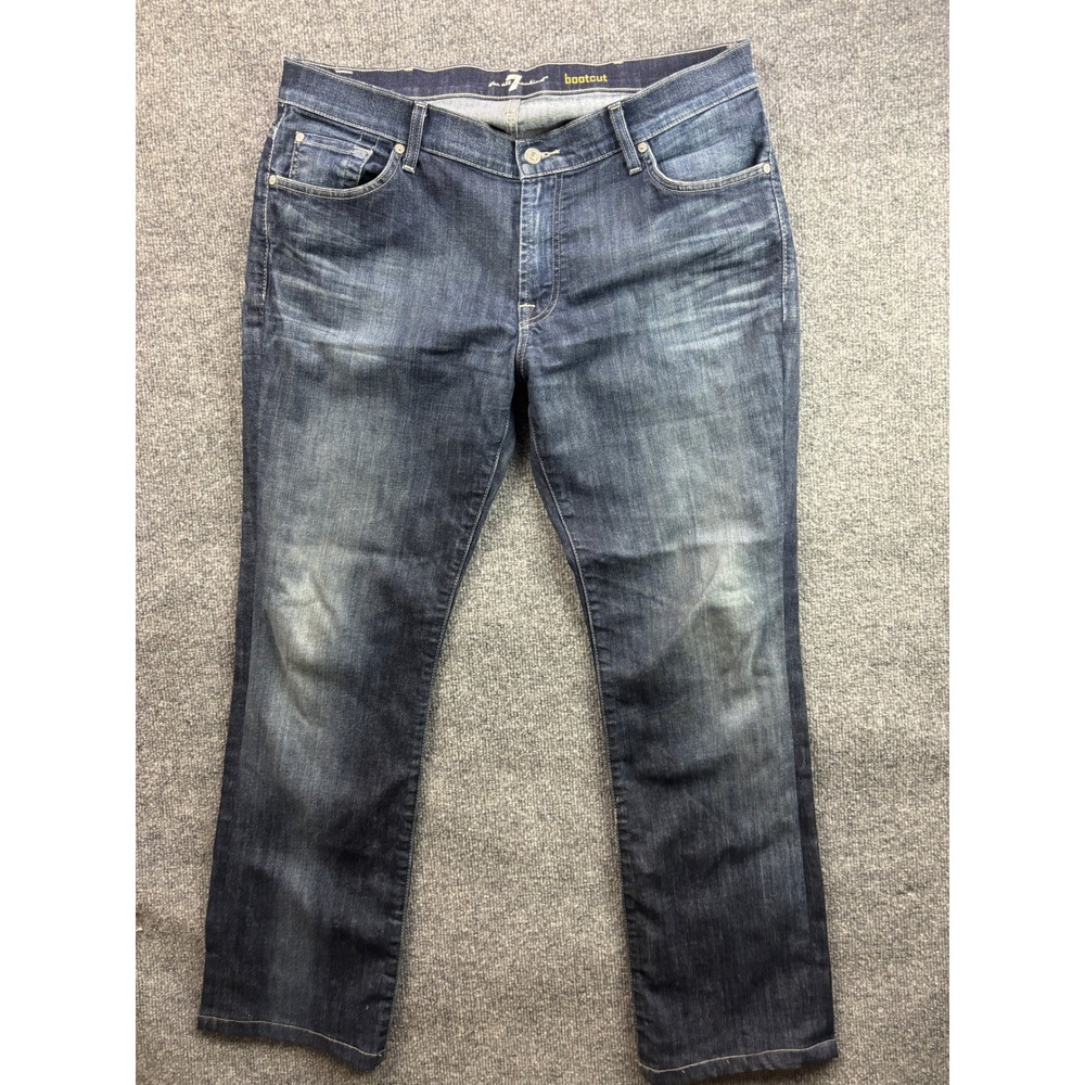 7 For All Mankind Bootcut Jeans Mens 38 Blue Dark Wash Stretch Denim